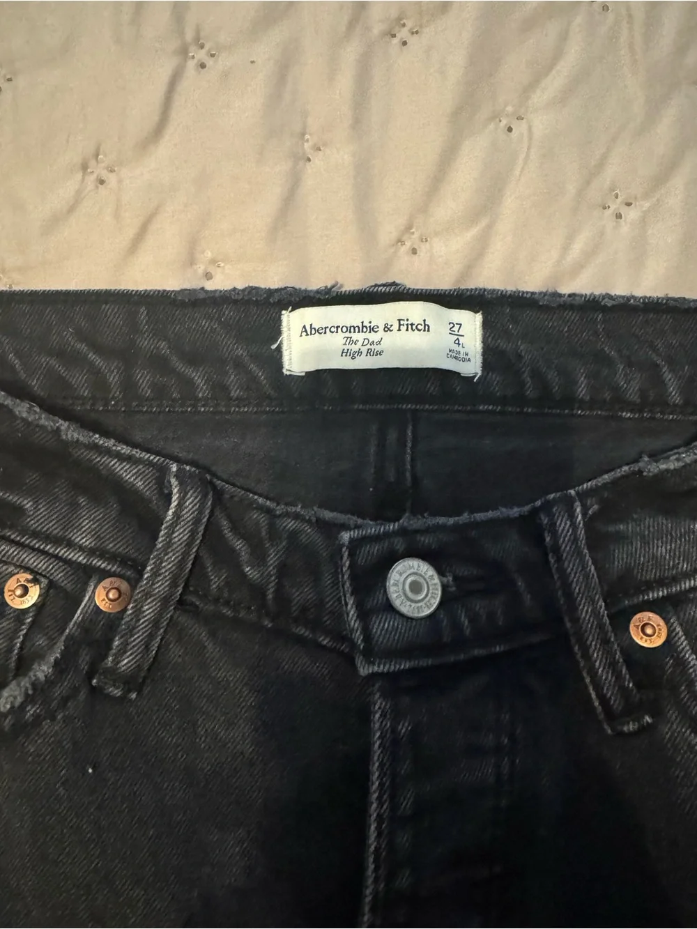 (LONG Length) Black Distressed Straight-Leg Jeans ABERCROMBIE